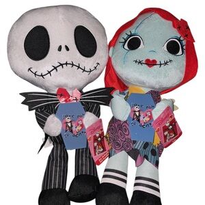 2- Disney Valentine Plush Dolls Jack Skellington & Sally 18" tall